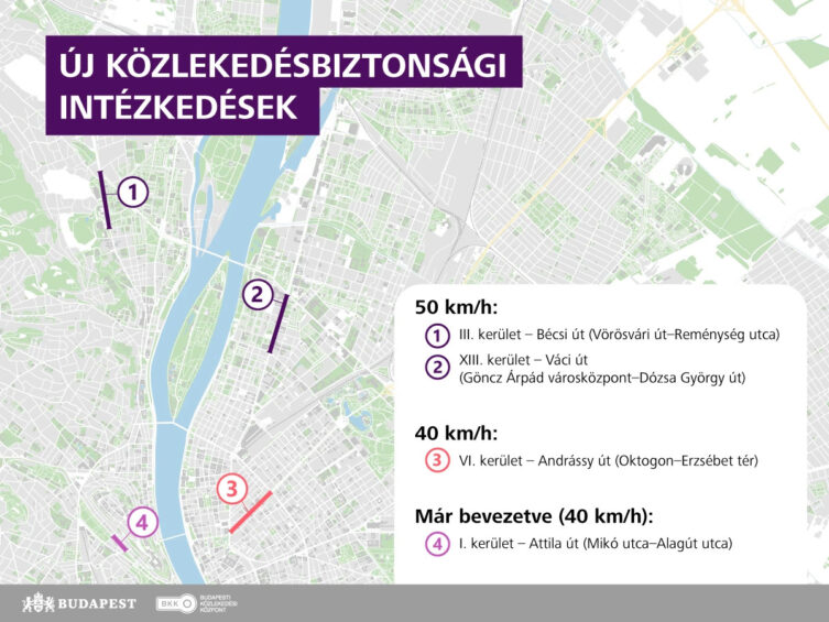 Csökkentik a sebességet Budapest egyes főútvonalain. Forrás: BKK