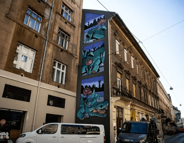Krokodill falfestés 1072 Budapest, Akácfa utca 27.